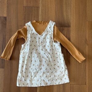 Carter's Ribbed Mustard Top with Ruffle Neck